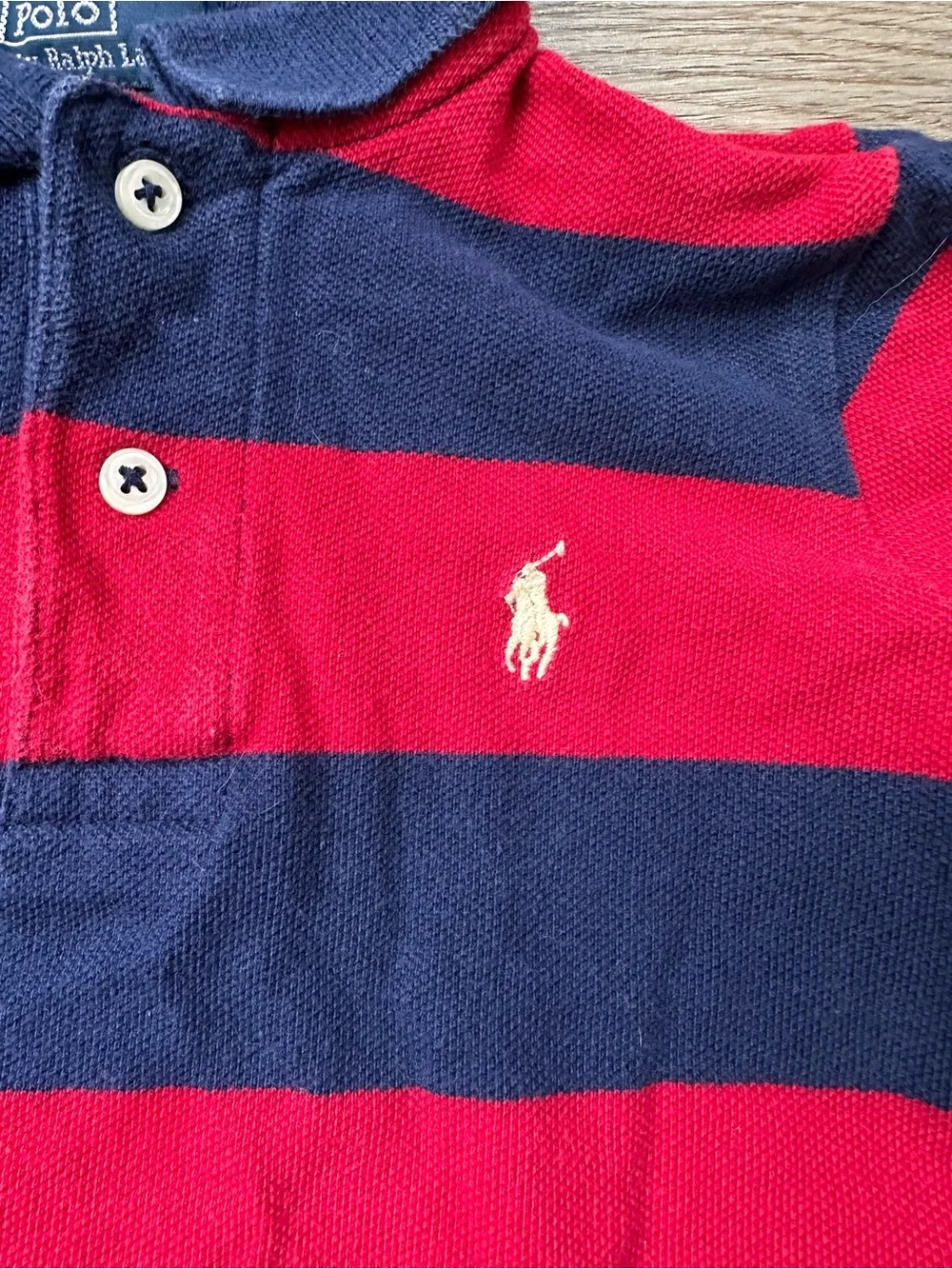 Ralph Lauren Red & Navy Striped Polo Shirt
